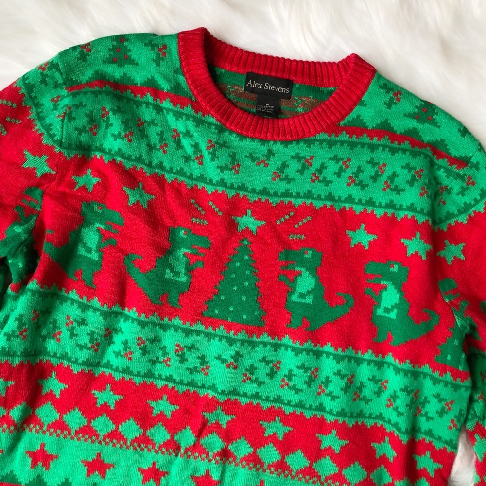•SOLD• Alex Stevens Dinosaur Christmas Sweater - Picture 4 of 8